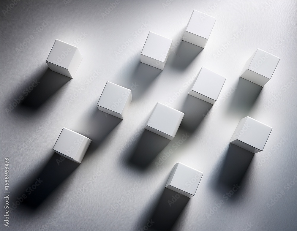 Poster random shifted white cube boxes block background wallpaper banner with copy space