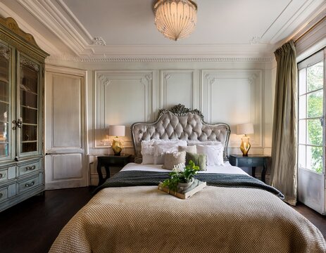 a bed room in a classic european home