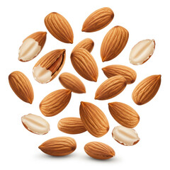 almonds isolated on white background
