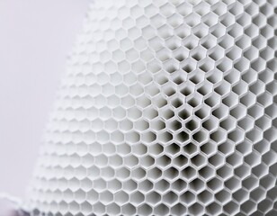 modern minimal white stacked rotating honeycomb or hexagon geometrical pattern background close up with copy space