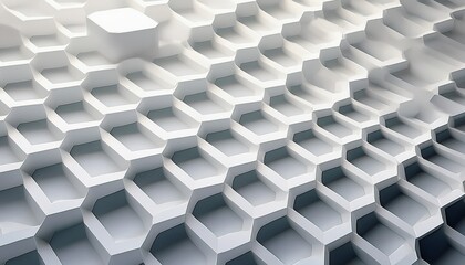 modern minimal white dented hexagon honeycomb cubes geometry pattern background isometric view