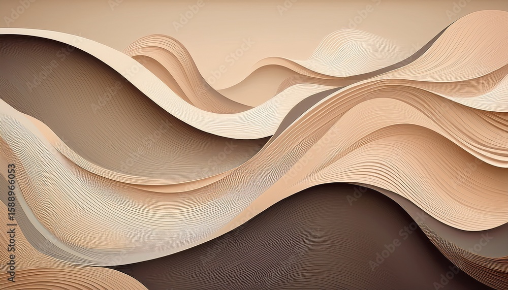 Poster abstract background with minimal waves design in neutral colours