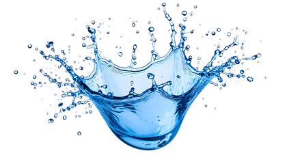 Dynamic Blue Water Splash on White Background