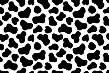 Cow Print Pattern Black and White Background