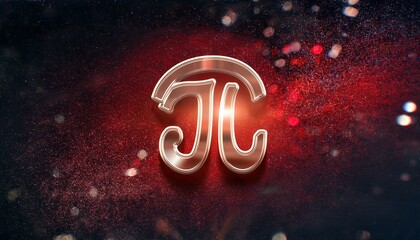 pi symbol shining over dark abstract surface with red particles