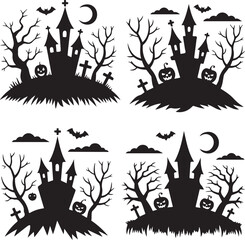 Spooky Halloween Silhouette Vector

Haunted Halloween Night Illustration

Creepy Halloween Elements Design

Classic Halloween Icons Clipart

Trick-or-Treat Horror Theme Vector