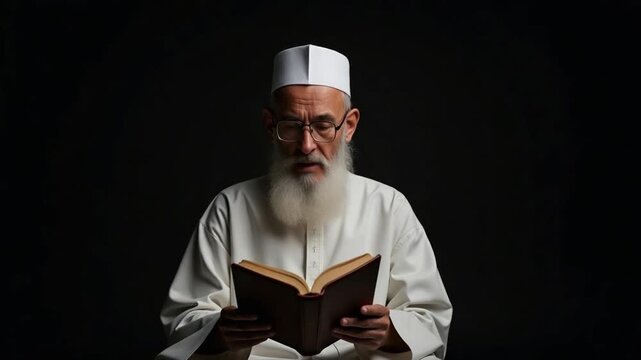 Elderly Man Reading Quran &ndash; Mawlid al-Nabi Devotion and Reflection
