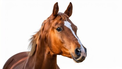 horse face shot isolated on white background cutout