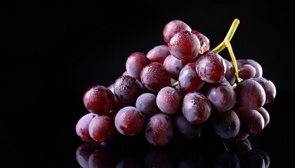 bunch of grapes on black background