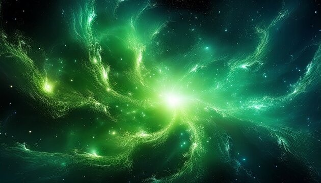 vibrant green nebula with cosmic energy glow in deep space nebula cosmic green energy glow vibrant