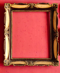Golden Frame on Red: Bar Interior Wall Accent