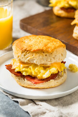 Greasy Bacon Egg and Cheese Buttermilk Biscuit Sandwich