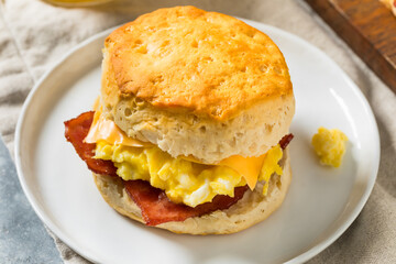 Greasy Bacon Egg and Cheese Buttermilk Biscuit Sandwich