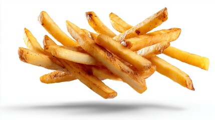 Delightful golden fries floating in mid-air perfect for any meal