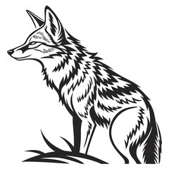 Obraz premium Stylized coyote with ornamental tribal patterns sits