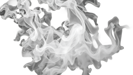 White gray smoke vapor fumes swirls shapes transparent isolated background cutout Misty effect