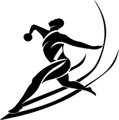 Sport and athlete logo black and white vector illustration