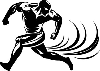 Sport and athlete logo black and white vector illustration