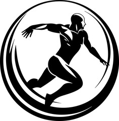 Sport and athlete logo black and white vector illustration