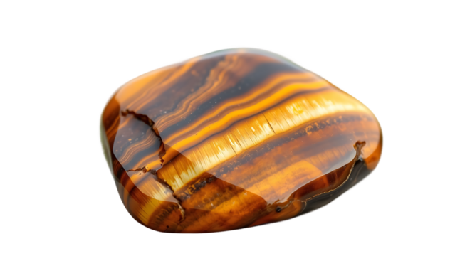 Tigers eye tumbled rock stone gem specimen transparent background isolated graphic resource cutout L
