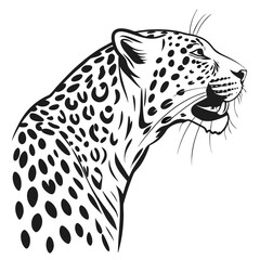 Closeup profile of a leopards head