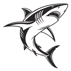 Fototapeta premium A fierce great white shark illustration isolated on white background