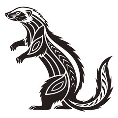 Stylized ferret with tribal markings on white background