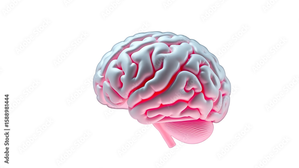 Poster gray pink brain top side view transparent set bundle isolated background 3d human brains intellect m