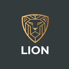 Gold lion emblem on dark green background