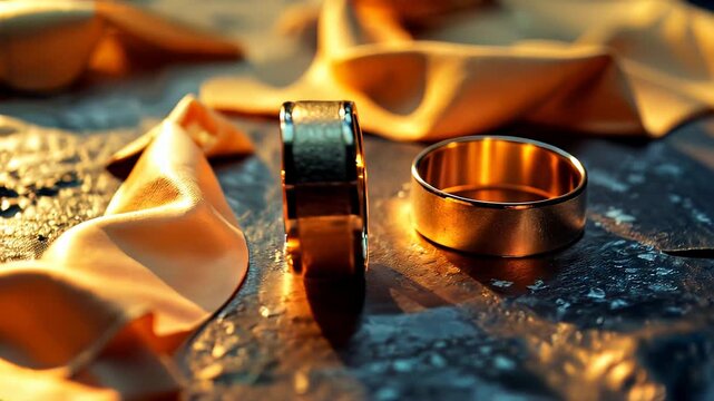 elite wedding engagement rings made of gold, unique original design, beautiful official wedding decoration