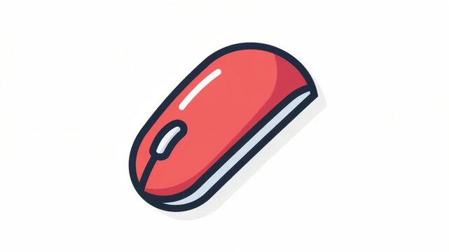 A red computer mouse sitting on a white surface, ready for use