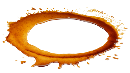 Coffee Stain Ring Isolated on Transparent Background Artistic Element Design