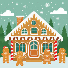 illustration of of gingerbread house decoration