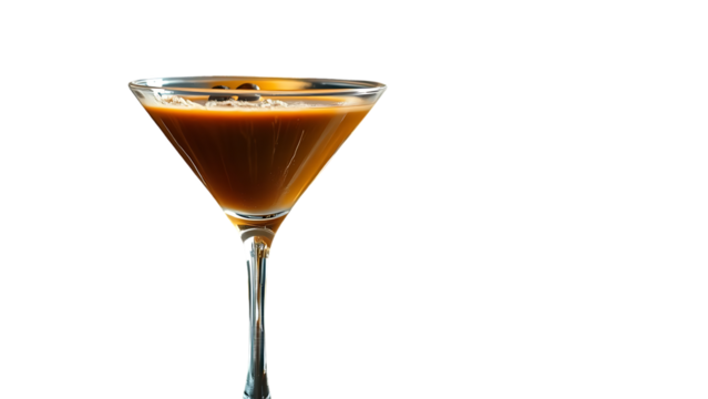 Espresso Martini cocktail with coffee bean garnish transparent set bundle isolated background Mixolo