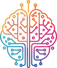  flat vector ai brain circuit pattern drawn with s
