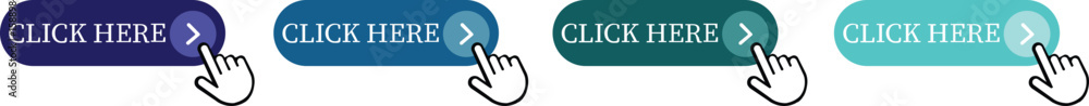 Fototapete Click Here Button Icon set.Pointer Click button. Modern action button mouse click symbol. Computer mouse click cursor or Hand pointer symbol. Cursor arrow icon. Clicking finger. Vector illustration.