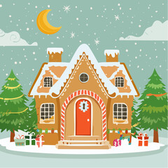 illustration of of gingerbread house decoration