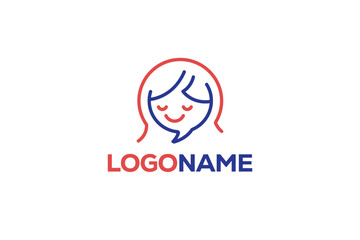 A clever monoline logo where a chat bubble subtly forms the outline of a human head or face. Symbolizes communication, thought, AI, connection, and user interaction with a minimalist, modern aesthetic