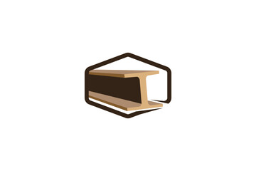 A strong, geometric steel beam logo, possibly forming an abstract letter or structural shape. Conveys stability, construction, industrial strength, reliability, and foundational power with a bold, mod