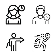 User Time Management & Direction Line Icons Set