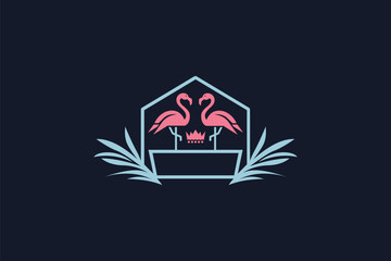 A graceful, stylized flamingo logo, capturing its elegant silhouette and distinctive pose. Emphasizes beauty, tropical flair, uniqueness, and a touch of sophistication, often with a vibrant pink palet