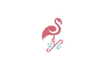 Obraz premium A graceful, stylized flamingo logo, capturing its elegant silhouette and distinctive pose. Emphasizes beauty, tropical flair, uniqueness, and a touch of sophistication, often with a vibrant pink palet