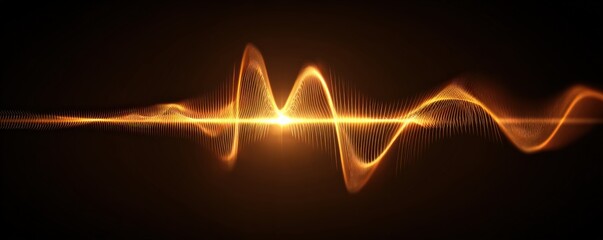 A glowing, golden waveform pulse with dynamic curves and bright highlights against a dark background.