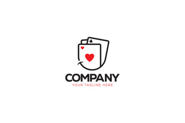 Logo design of two poker cards with rounded bottoms shaped like a smile, symbolizing luck and entertainment.

