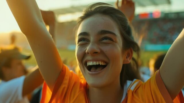 A woman expressing joy and liberation, ideal for editorial use