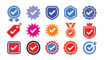Checkmark Verified Approved Quality Icons Set