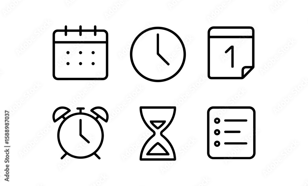 Poster minimalist time and scheduling icons set
