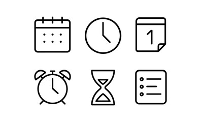 Minimalist time and scheduling icons set