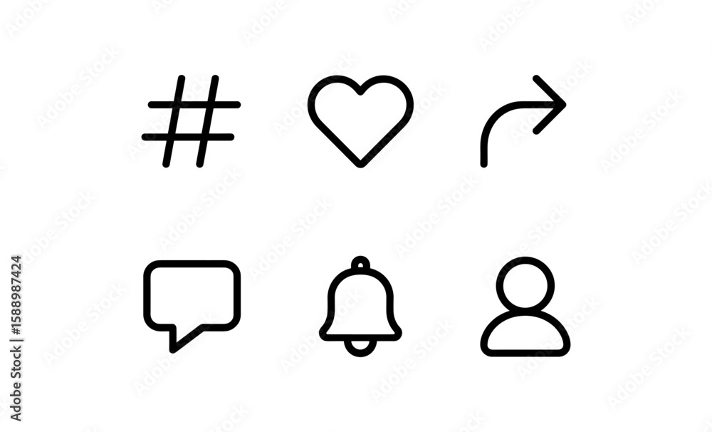 Poster minimalistic social media icons in linear design style