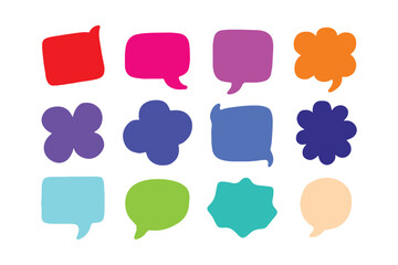 Bold Color Speech Bubble Icons – Flat Vector Dialog & Quote Box Collection